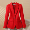 Women's Single-Button Blazer for Autumn and Winter in Black White or Red