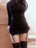 Sexy Long Sleeve Mini Dress Socks High Waist Thin O Neck Elegant Fairy Women Korean Sexy Dresses autumn 763G