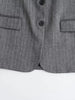 Women's Gray Striped Single-Breasted Blazer with Notched Lapels and Pockets
