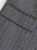 Women's Gray Striped Single-Breasted Blazer with Notched Lapels and Pockets