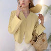 Women's 5 Colors Autumn Chic Korea Design Short High Street Cute Elegant Office Button Notched Blazer