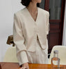 Women's 5 Colors Autumn Chic Korea Design Short High Street Cute Elegant Office Button Notched Blazer