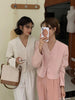 Women's 5 Colors Autumn Chic Korea Design Short High Street Cute Elegant Office Button Notched Blazer