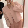Women's 5 Colors Autumn Chic Korea Design Short High Street Cute Elegant Office Button Notched Blazer