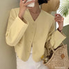 Women's 5 Colors Autumn Chic Korea Design Short High Street Cute Elegant Office Button Notched Blazer