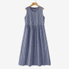 Summer Plaid Checked Sundress Sleeveless Bohemain Holiday Dresses Women Elegant O Neck Dress Casual Baggy Work Vestidos