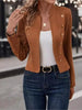Women's Double-Breasted Stand-Collar Blazer with Long Sleeves in Four Colors