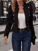 Women's Double-Breasted Stand-Collar Blazer with Long Sleeves in Four Colors