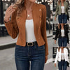 Women's Double-Breasted Stand-Collar Blazer with Long Sleeves in Four Colors