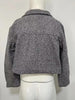 Women's Gray Tweed Blazer Jacket with a Loose Fit and Long Sleeves