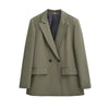 Women's Double-Breasted Blazer Coat with Long Sleeves and Flap Pockets