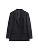Women's Double-Breasted Blazer Coat with Long Sleeves and Flap Pockets