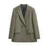 Women's Double-Breasted Blazer Coat with Long Sleeves and Flap Pockets
