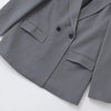 Women's Double-Breasted Blazer Coat with Long Sleeves and Flap Pockets