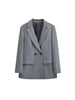 Women's Double-Breasted Blazer Coat with Long Sleeves and Flap Pockets