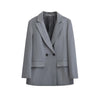 Women's Double-Breasted Blazer Coat with Long Sleeves and Flap Pockets