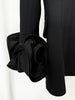 Women's Black Double-Breasted Blazer with Floral Appliques