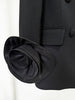 Women's Black Double-Breasted Blazer with Floral Appliques