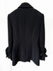 Women's Black Double-Breasted Blazer with Floral Appliques