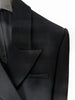 Women's Black Double-Breasted Blazer with Floral Appliques