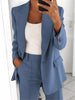 Women's Solid-Color Blazer with Notched Lapels and a Button Front