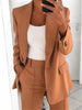 Women's Solid-Color Blazer with Notched Lapels and a Button Front