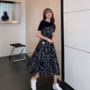 1pcs Women Dress Elegant Party Dresses Casual Mid-Length Floral Printed Boho Daily Chiffon Dress vestidos