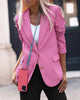 Women's Slim-Fit Blazer Jacket with Notched Lapels Pockets and Long Sleeves in Eight Colors
