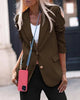 Women's Slim-Fit Blazer Jacket with Notched Lapels Pockets and Long Sleeves in Eight Colors