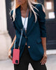 Women's Slim-Fit Blazer Jacket with Notched Lapels Pockets and Long Sleeves in Eight Colors