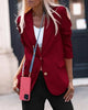 Women's Slim-Fit Blazer Jacket with Notched Lapels Pockets and Long Sleeves in Eight Colors