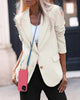 Women's Slim-Fit Blazer Jacket with Notched Lapels Pockets and Long Sleeves in Eight Colors