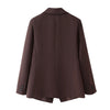 Women's Brown Slim Short Blazer with Notched Lapels and a Two-Button Front