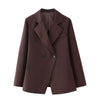 Women's Brown Slim Short Blazer with Notched Lapels and a Two-Button Front