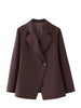 Women's Brown Slim Short Blazer with Notched Lapels and a Two-Button Front