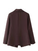 Women's Brown Slim Short Blazer with Notched Lapels and a Two-Button Front
