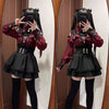 Harajuku Sweet Bow Black Plaid Dresses All-match Slim Fit Kawaii Lolita Dress for Women Autumn Long Sleeve Vestidos De Mujer