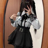 Harajuku Sweet Bow Black Plaid Dresses All-match Slim Fit Kawaii Lolita Dress for Women Autumn Long Sleeve Vestidos De Mujer