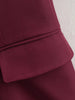 Women's Claret Long Blazer with a Relaxed Fit and Long Sleeves