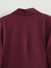 Women's Claret Long Blazer with a Relaxed Fit and Long Sleeves