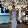 Women's Satin Maxi Dress, Sleeveless Asymmetric Halter Neck with Long Scarf Tie, Open Back and Side Slit