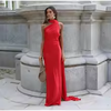 Women's Satin Maxi Dress, Sleeveless Asymmetric Halter Neck with Long Scarf Tie, Open Back and Side Slit