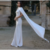 Women's Satin Maxi Dress, Sleeveless Asymmetric Halter Neck with Long Scarf Tie, Open Back and Side Slit