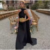 Women's Satin Maxi Dress, Sleeveless Asymmetric Halter Neck with Long Scarf Tie, Open Back and Side Slit