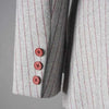 Women's Gray Striped Blazer with Notched Lapels and a Gathered Waist