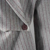 Women's Gray Striped Blazer with Notched Lapels and a Gathered Waist