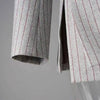 Women's Gray Striped Blazer with Notched Lapels and a Gathered Waist