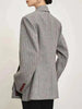 Women's Gray Striped Blazer with Notched Lapels and a Gathered Waist