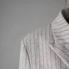 Women's Gray Striped Blazer with Notched Lapels and a Gathered Waist