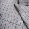 Women's Gray Striped Blazer with Notched Lapels and a Gathered Waist
